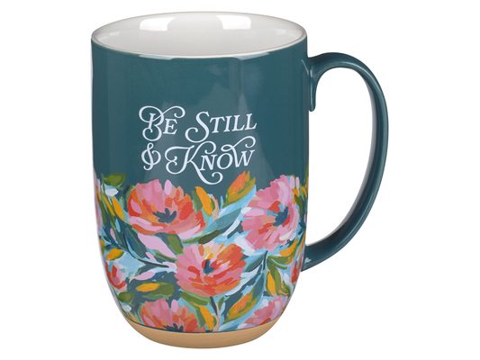 Mug Dk. Teal Floral Be Still Ps. 46:10