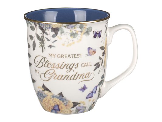 Mug Blue Floral Greatest Blessings Grandma Prov. 31:25