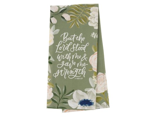 Christian Art Gifts Decorative Inspirational Scripture Tea Towel for Women: Lord Stood with Me Encouraging Bible Verse, Home & Kitchen, 100% Cotton, G