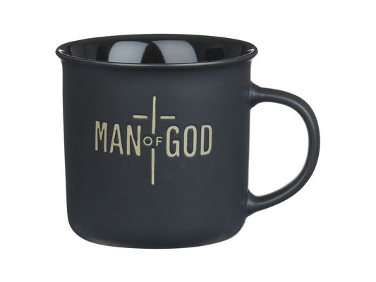 Christian Art Gifts Inspirational Scripture Ceramic Coffee & Tea Mug for Men, Pastors & Grads: Man of God Encouraging Bible Verse, Engraved Cross Desi