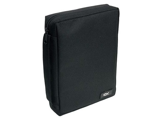 Fish Fabric Large Black Bible Cover