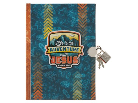 Secret Diary with Lock/Keys, Boys Interactive Christian Journal with Writing Prompts Teen, Tween - Life Is an Adventure with Jesus Psalm 16:11 Bible V