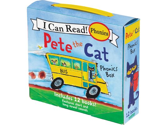 Pete the Cat 12-Book Phonics Fun!: A Box of 12 Mini-Books Featuring Short and Long Vowel Sounds