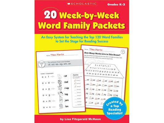 20 Week by Week Word Family Packets