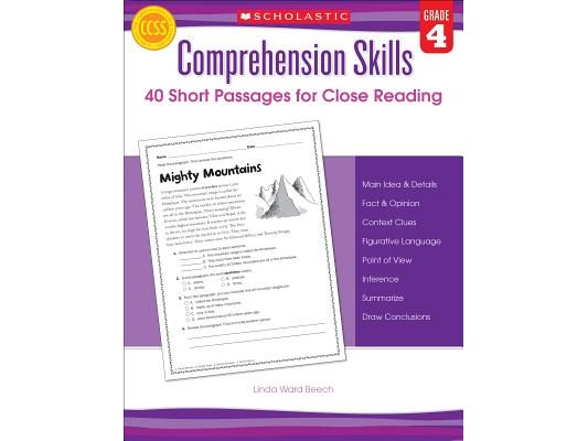 Comprehension Skills: 40 Short Passages for Close Reading: Grade 4