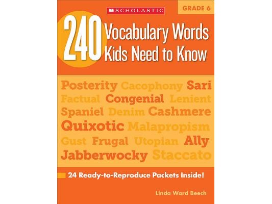 240 Vocabulary Words Kids Need to Know: Grade 6