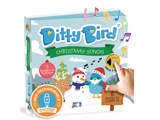Ditty Bird Christmas Songs Interactive Sound Book for Toddlers 1- 3 Holiday Musical Book Stocking Stuffers Gift for 1 Year Old