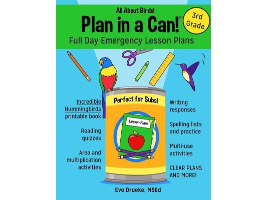 Plan in a Can! Full Day Emergency Lesson Plans for 3rd Grade: All About Birds!