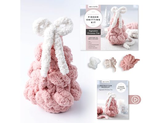 Super Simple Finger Knitting Kit Sugarplum Christmas Tree: Everything You Need Is Included: Chunky Yarn, Fiberfill, Instruction Booklet, Exclusive Ste