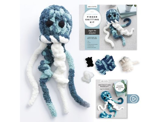 Super Simple Finger Knitting Kit Jiggle the Jellyfish: Everything You Need Is Included: Chunky Yarn, Fiberfill, Instruction Booklet, Exclusive Step-By