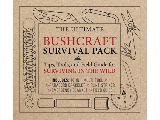 The Ultimate Bushcraft Survival Pack: Tips, Tools, and Field Guide for Surviving in the Wild - Includes: 10-In-1 Multi-Tool, Paracord Bracelet, Flint-