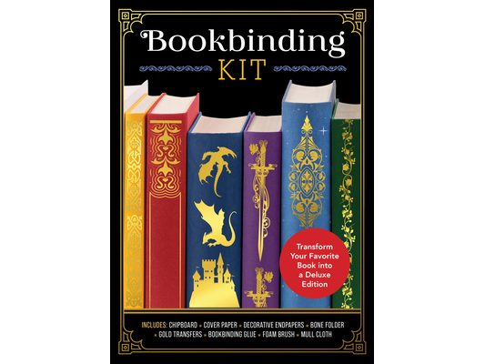 Bookbinding Kit: Transform Your Favorite Book Into a Deluxe Edition - Includes: Chipboard, Cover Paper, Decorative Endpapers, Bone Folder, Gold Transf