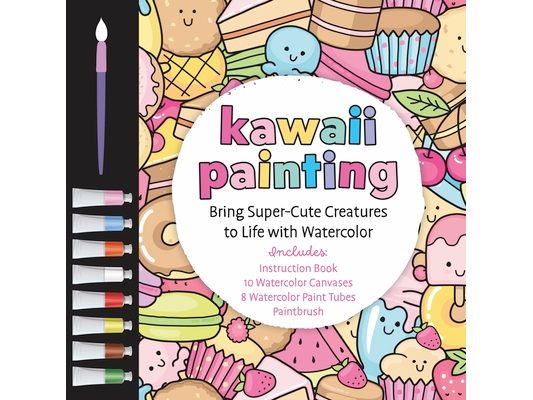 Kawaii Painting: Bring Super-Cute Creatures to Life with Watercolor - Includes Instruction Book, 10 Watercolor Canvases, 8 Watercolor Paint Tubes, Pai
