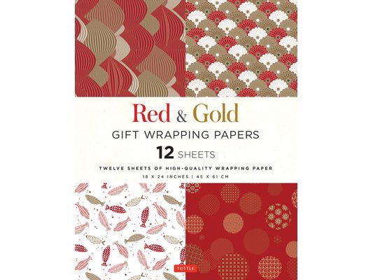 Red & Gold Gift Wrapping Papers - 12 Sheets: 18 X 24 Inch (45 X 61 CM) Wrapping Paper