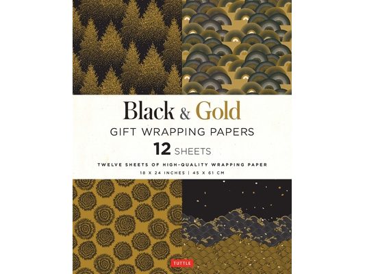 Black & Gold Gift Wrapping Papers - 12 Sheets: 18 X 24 Inch (45 X 61 CM) Wrapping Paper