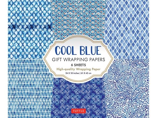 Cool Blue Gift Wrapping Papers - 6 Sheets: 24 X 18 Inch (61 X 45 CM) Wrapping Paper