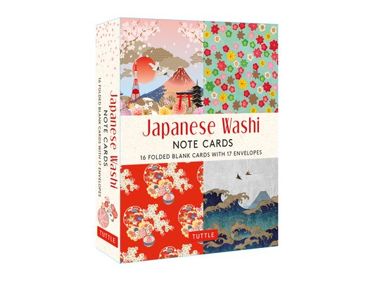 Japanese Washi, 16 Note Cards: 16 Different Blank Cards with 17 Patterned Envelopes in a Keepsake Box!