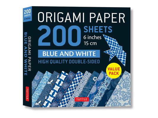 Origami Paper 200 Sheets Blue and White Patterns 6 (15 CM): Double Sided Origami Sheets Printed with 12 Different Designs (Instructions for 6 Projects