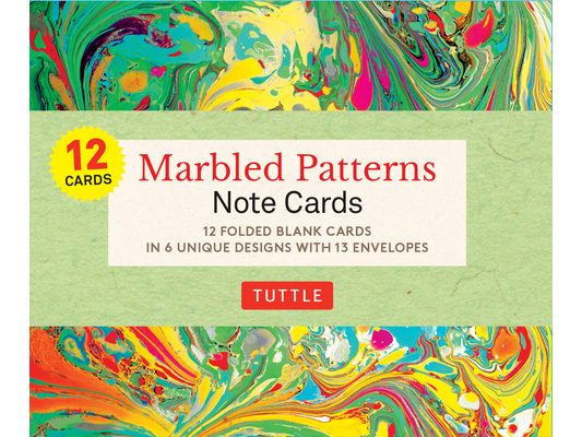 Marbled Patterns Note Cards - 12 Cards: In 6 Designs with 13 Envelopes (Card Sized 4 1/2 X 3 3/4)