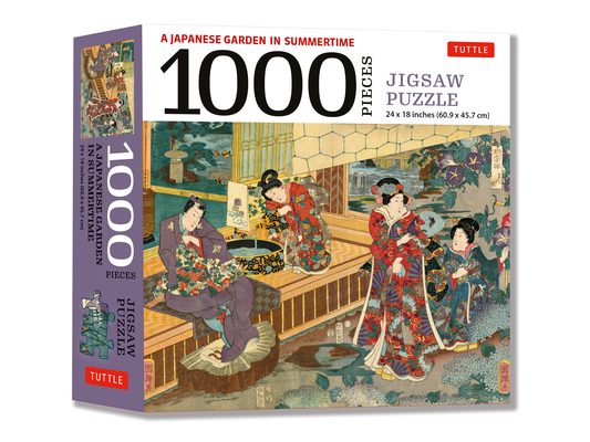 A Japanese Garden in Summertime - 1000 Piece Jigsaw Puzzle: A Scene from the Tale of Genji, Woodblock Print (Finished Size 24 in X 18 In)