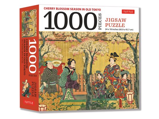 Cherry Blossom Season in Old Tokyo- 1000 Piece Jigsaw Puzzle: Woodblock Print by Utagawa Kunisada (Finished Size 24 in X 18 In)