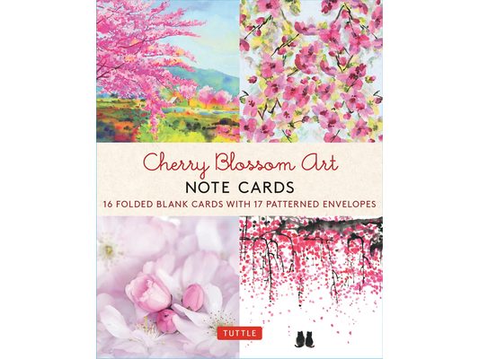Cherry Blossom Art, 16 Note Cards: 16 Different Blank Cards with Envelopes in a Keepsake Box!