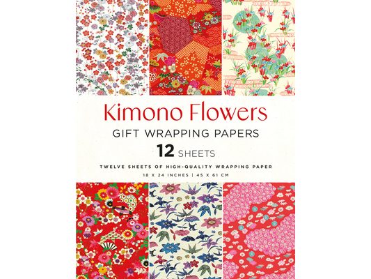 Kimono Flowers Gift Wrapping Papers - 12 Sheets: 18 X 24 Inch (45 X 61 CM) Wrapping Paper Sheets