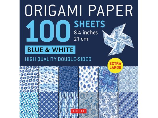 Origami Paper 100 Sheets Blue & White 8 1/4 (21 CM): Extra Large Double-Sided Origami Sheets Printed with 12 Different Designs (Instructions for 5 Pro