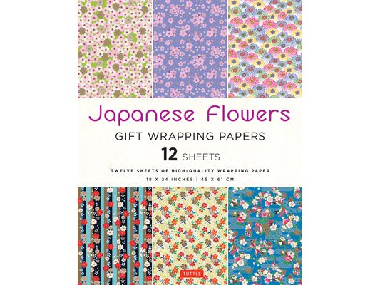 Japanese Flowers Gift Wrapping Papers - 12 Sheets: 18 X 24 Inch (45 X 61 CM) Wrapping Paper