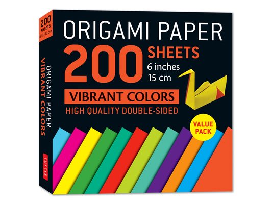 Origami Paper 200 Sheets Vibrant Colors 6 (15 CM): Double-Sided Origami Sheets Printed with 12 Different Patterns (Instructions for 5 Projects Include