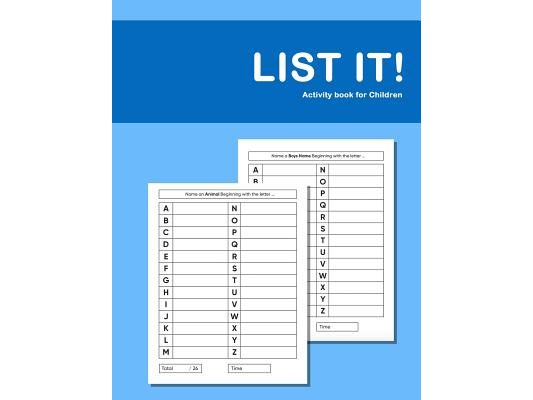 List it! Activity Book For Children: Activity book for Kids with Autism or Aspergers Assisted social, cognitive and literacy development game booklet
