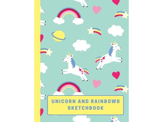 Unicorn and Rainbows Sketchbook: Large Sketchbook with Bonus Coloring Pages 8.5 x 11, Use Colored Pencils, Markers or Crayons (Kids Drawing Books)