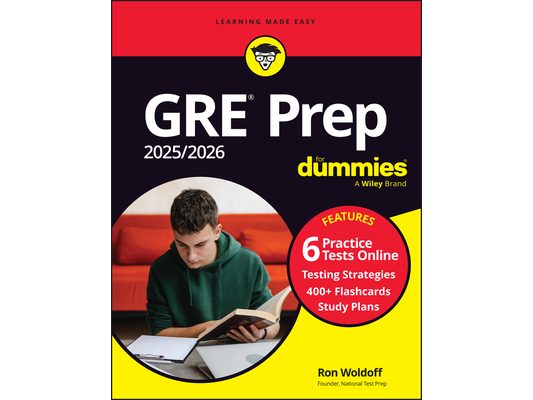 GRE Prep 2025/2026 for Dummies: Book + 6 Practice Tests + 400 Flashcards Online