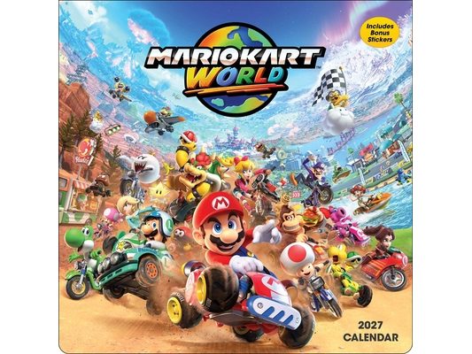 Mario Kart World 2027 Wall Calendar with Bonus Stickers