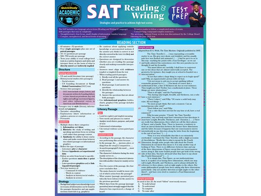 SAT Reading & Writing Test Prep: A Quickstudy Laminated Reference Guide