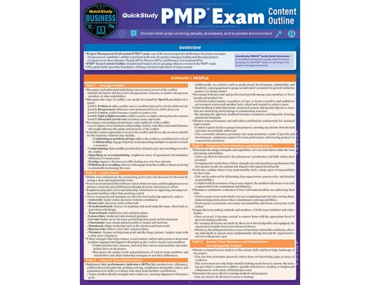 Quickstudy Pmp(r) Exam Content Outlline - Domain Test Prep: Laminated Reference Guide