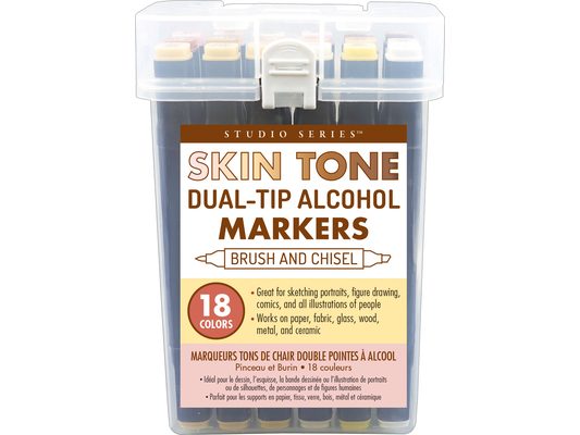 Studio Series Dual-Tip Skin Tone Alcohol Markers (Set of 18 Colors)