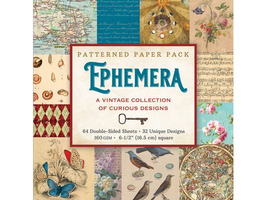 Ephemera Patterned Paper Pack (64 Double-Sided Sheets, 64 Pattern Designs, 160 GSM Heavyweight Paper): A Curious Collection of Vintage Designs
