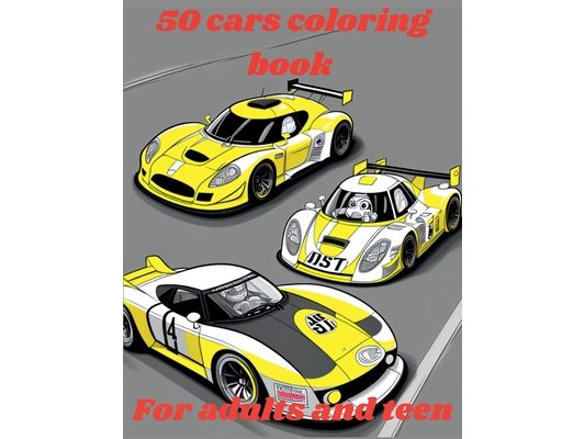50 cars coloring book, For adults and teen