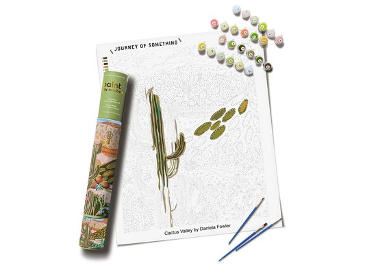 Cactus Valley Paint by Numbers Kit & Canvas - DIY Adult Craft Kit - Artist Designed