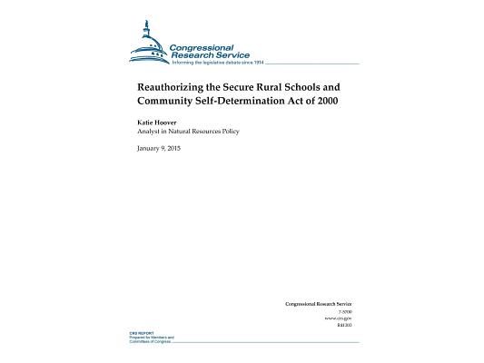 Reauthorizing the Secure Rural Schools and Community Self-Determination Act of 2000