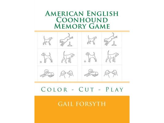 American English Coonhound Memory Game: Color - Cut - Play