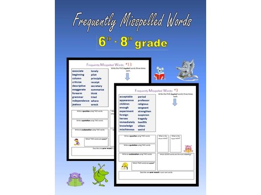Frequently Misspelled Words (6th grade - 8th grade)