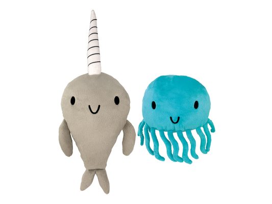 Narwhal and Jelly Plush Set: 14 and 7 W/Tentacles