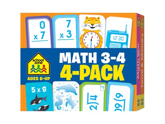 School Zone Math 3-4 Flash Cards 4-Pack