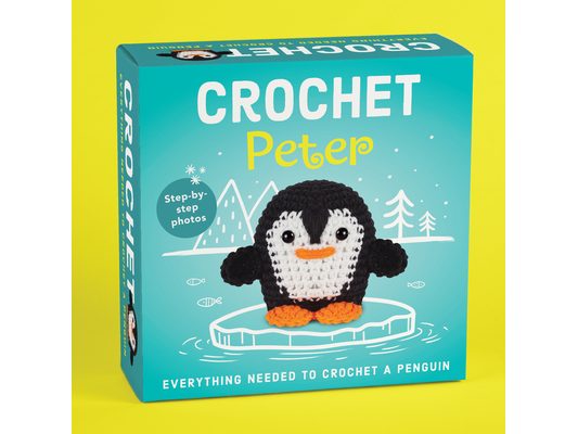 Pil Crochet Kit for Beginners - Peter the Penguin Amigurumi - Yarn, Hook, Safety Eyes, Stuffing & Illustrated Booklet Make a Stuffed Penguin Craft Gif