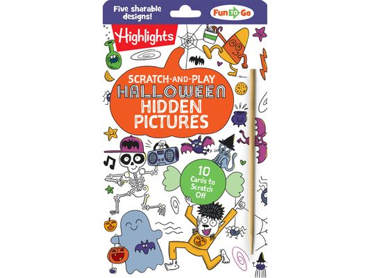 Scratch-And-Play Halloween Hidden Pictures: Halloween Gift for Kids Ages 6 and Up Featuring 10 Scratch-Off Hidden Pictures Cards with a Stylus for On-