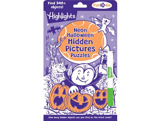 Neon Halloween Hidden Pictures Puzzles: Halloween Puzzle Book for Kids with Neon Hidden Pictures Scenes and Gel Marker, Perfect Halloween Gift and Tra