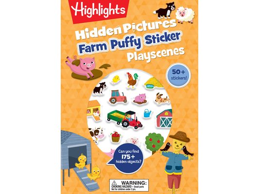 Farm Hidden Pictures Puffy Sticker Playscenes: Puffy Sticker Activity Book with Farm Puzzles, Mazes and Activities, Over 50 Puffy Farm Stickers for Ki