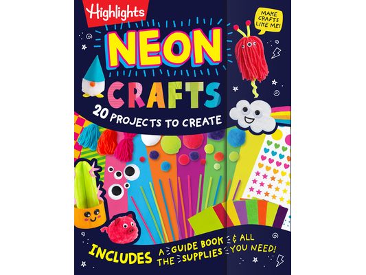 Neon Crafts: 20 Projects to Create for Kids Ages 4-8 with Included Craft Supplies, Reusable Magnetic Storage Drawer and Zero Prep for Parents